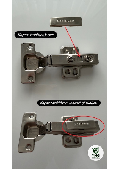 Meridyen Frenli Pistonlu Hidrolik Düz Menteşe Mutfak Vestiyer Kiler Dolabı Mobilya Kapakları Nikel Krom