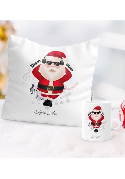 Kişiye Özel Yılbaşı Noel Baba Temalı Yastık Kupa Seti - 1