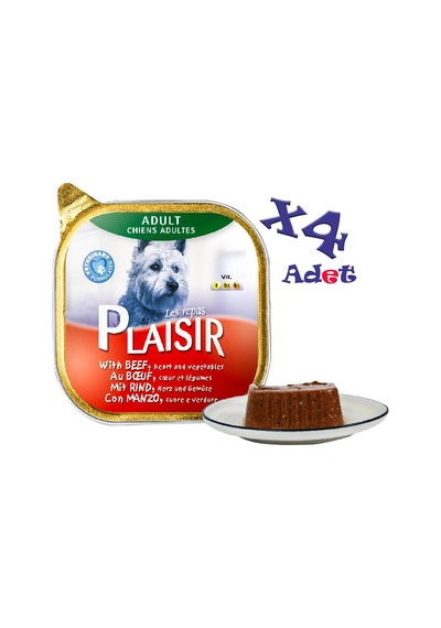 Plaisir Sığır Etli Pate Konserve Yetişkin Köpek Maması 4 x 150 G