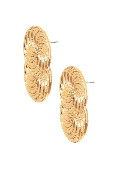 Kadın Lak Altın Renk Kaplama Çivili Model Spiral Baskılı Tasarım Küpe Altın