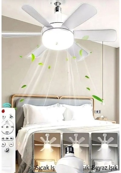 Helios Vantilatörlü Led Ampul E27 Duy Uzaktan Kumandalı 3 Modlu Fanlı Lamba