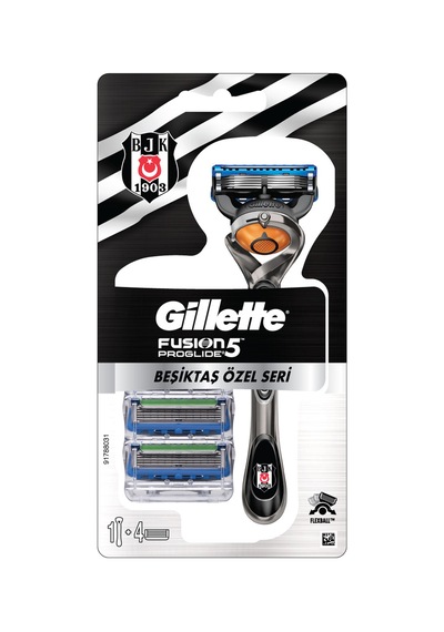 Gillette Fusion ProGlide Tıraş Makinesi + Yedek Tıraş Bıçağı 4'lü Beşiktaş Ozel Seri