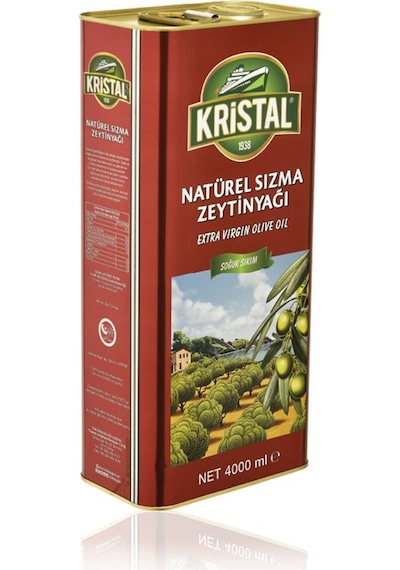 Kristal Natürel Sızma Zeytinyağı Dolgun Güçlü Lezzet 4 Litre Teneke
