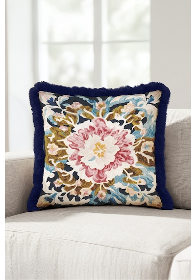 Çiçekli Vintage Motifli Saçaklı Yastık Kılıfı - Şakayık Retro Pembe Lacivert Püsküllü Kırlent Kılıfı Gizli Rota Halo Çiçekli Vintage Motifli Saçaklı Yastık Kılıfı - Şakayık Retro Pembe Lacivert Püsküllü Kırlent Kılıfı Gizli Rota Halo