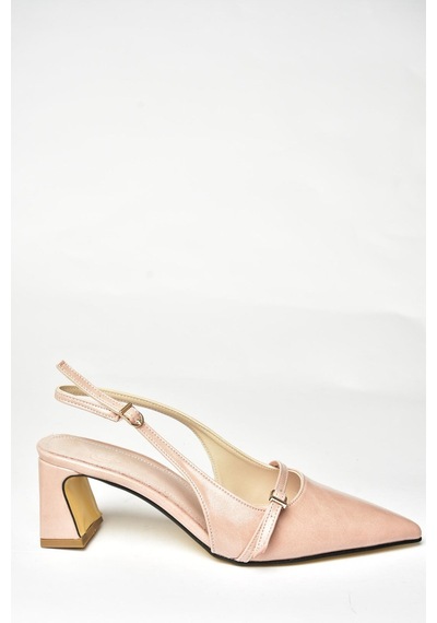 Fox Shoes U654078709 Pudra Kalın Topuklu Kadın Ayakkabı Pudra