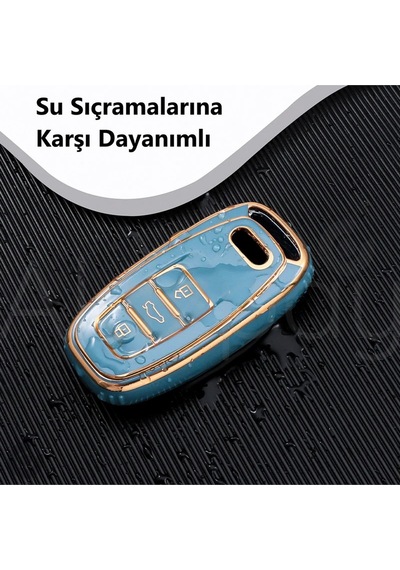 Audi A1 A3 A4 A5 A6 A7 A8 Q3 Q5 Q7 S4 S5 S6 S7 S8 R8 Tt Gold Kenar Tpu Anahtar Kılıfı Beyaz Gold