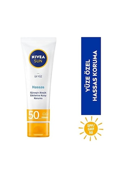 Sun Spf 50 Hassas Yatıştıran Nemlendirici Güneş Yüz Kremi 50 Ml, Çok Yüksek Güneş Koruyucu,güneş Alerjisine Karşı Koruma,yağsız Cilt Hissi