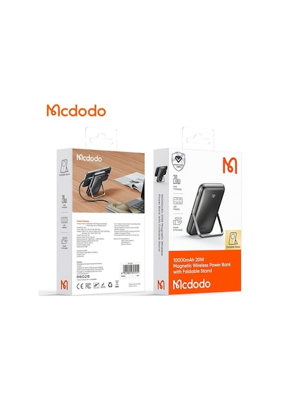 Mcdodo Mc-1511 20w 10000 Mah Katlanabilir Magsafe Powerbank Siyah