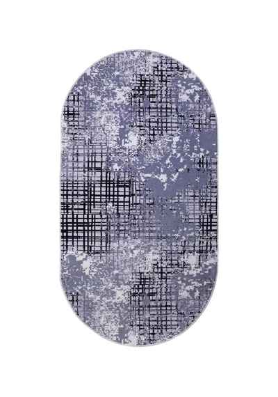 Dijidekor Halı Siyah 8881 Yıkanabilir Saçaksız Oval Kesme İnce Yolluk Kilim Salon Halısı Modelleri Çok Renkli