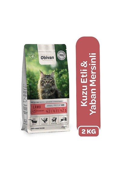 Obivan Kuzu Etli Ve Yaban Mersinli Yetişkin Kedi Maması 2 Kg