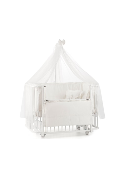 Meltem Kids Bambino Sallanır Ahşap Anne Yanı Beşik 70x110 cm (beyaz-ekru) Ekru