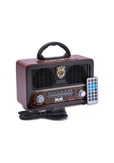 Meier M-111bt Açık Renk Nostaljik Radyo Ahşap Görünümlü Bluetooth Hoparlör Fm Sd Kart Usb Girişi