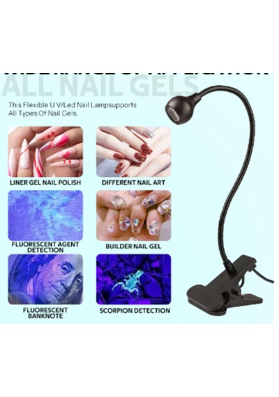 Gaman Portatif Mandallı Mini Uv Led Mor Işık Lamba Manikür Tırnak Kurutucu Siyah