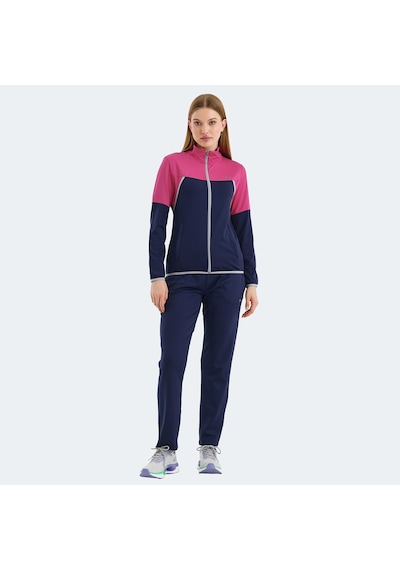 Slazenger ROCKSTAR Kadın Fermuarlı Dik Yaka Cepli Lacivert Eşofman Takımı