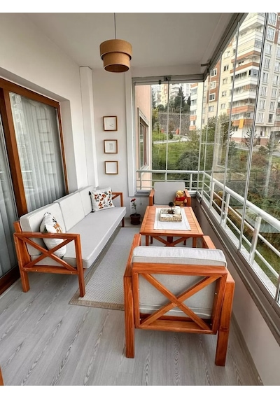 Ahşap Bahçe Balkon Takımı 3 Lü Koltuk + 2 Tekli + Masa I Lüks Minderli Çok Renkli Ahşap Bahçe Balkon Takımı 3 Lü Koltuk + 2 Tekli + Masa I Lüks Minderli Çok Renkli