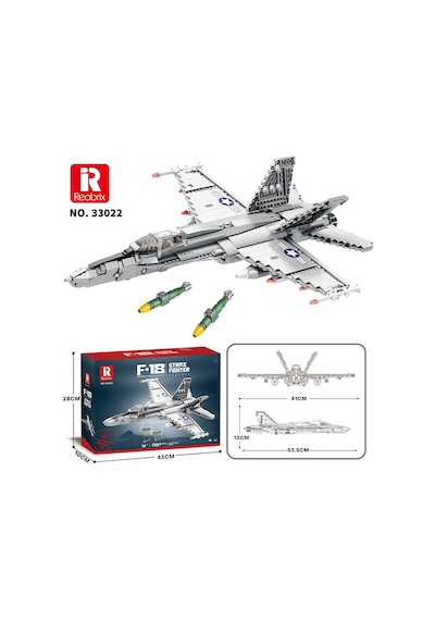 Reobrix 33022 American Mcdonnell Dougles F18 Hornet Strike Fighter Jet Uçak Yaratıcı Yapı Blok Seti Building Blocks - 1387 Parça