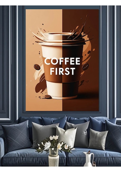Ahşap Tablo Kahve Sıçraması Reklam Posteri