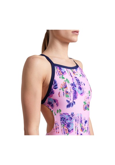 Arena Women's Rose Texture Swımsuıt Xcross Back/ M Çok Renkli Çok Renkli