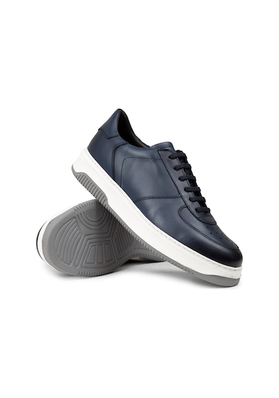 Deery Hakiki Deri Lacivert Erkek Sneaker Ayakkabı - 01965Mlcve05 Lacivert