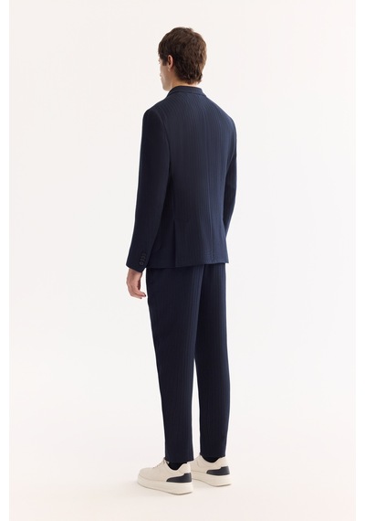 Avva Erkek Lacivert Mono Yaka Bi-stretch Hafif Çizgili Blazer Comfort Slim Fit Ceket A52y4004 Avva Erkek Lacivert Mono Yaka Bi-stretch Hafif Çizgili Blazer Comfort Slim Fit Ceket A52y4004