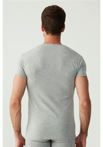 U.S. Polo Assn. 80194 Erkek Gri Melanj 2'li Kısa Kol V Yaka Atlet