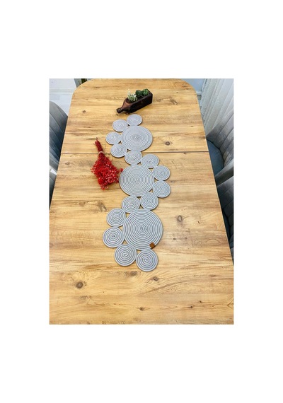 Jüt, Hasır, Dekoratif Masa Örtüsü,papatya Model Runner 30x100 Cm, Sehpa Örtüsü, Bohem Tarzı Gri Gri