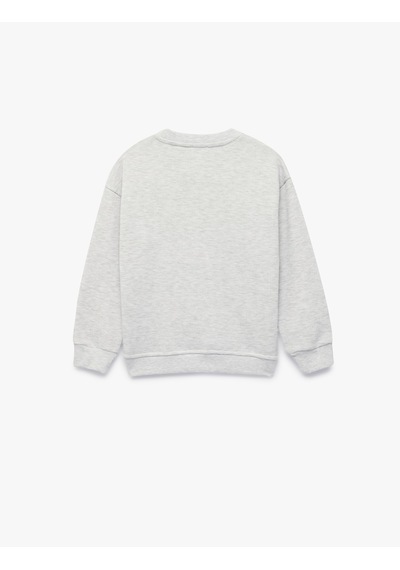 Koton Uzun Kollu Bisiklet Yaka Dinozor Baskılı Sweatshirt Gri 7wkb10189tk