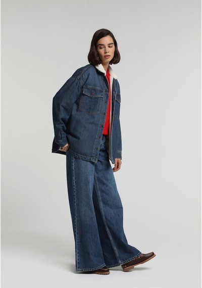 Colin's Colins Oversize Fit Çıtçıtlı Astarsız Kürklü Kadın Dark İndigo Denim Ceket Cl1082794 Q1.v1 Dn45172 Colin's Colins Oversize Fit Çıtçıtlı Astarsız Kürklü Kadın Dark İndigo Denim Ceket Cl1082794 Q1.v1 Dn45172