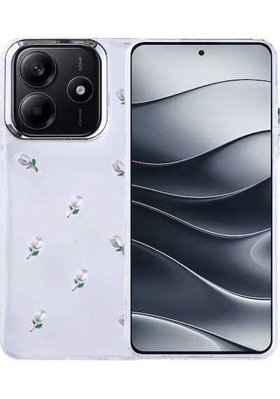 Xiaomi Redmi Note 14 4g Kılıf Airbag Tasarımlı Simli Şeffaf Kutup Kapak