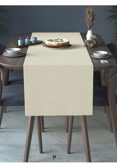 Br Perle Perle Home Keten Dokulu Runner Ekru Renk Dekoratif Şık Runner Örtü