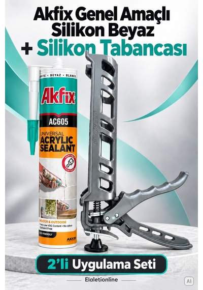 Akfix Beyaz Silikon + Silikon Tabancası - 929892841