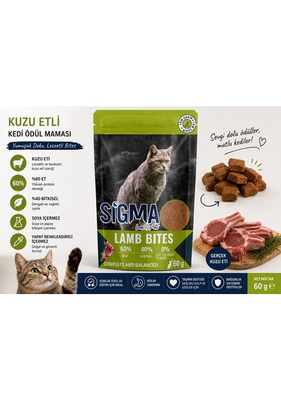 Sigma Love Pets Lamb Bites Kuzu Etli Kedi Ödülü 60 Gr Yüksek Proteinli Düşük Tahıllı Kedi Atıştırmalığı