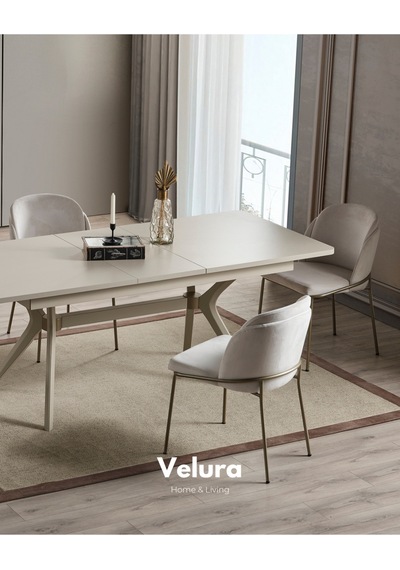 Monaco Yemek Masası + 6 Sandalye Ekru