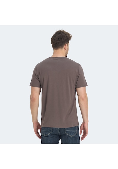 Slazenger KRAKKER Erkek V Yaka Kahve Tişört