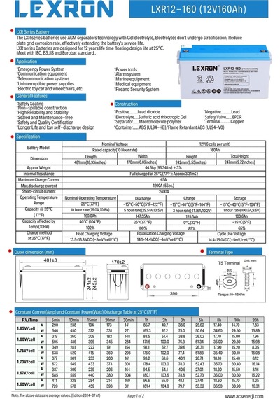 Lexron 160ah Jel Akü Lxr160