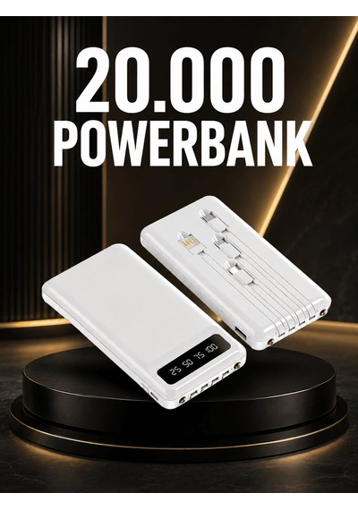 20.000mah Pd Powerbank Led Işık Lcd Ekran Dahili Kablo Çoklu Giriş Yeni Nesil Diğer 12458704
