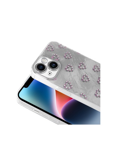 Apple Uyumlu iPhone 13 Kılıf Kamera Korumalı Figürlü Zore Ponti Silikon Kapak Beyaz