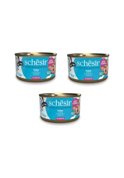 Schesir Ton Balıklı Tam Ve Dengeli Broth Pişirme Suyunda Kedi Konservesi 85 Gr. X 3 Adet