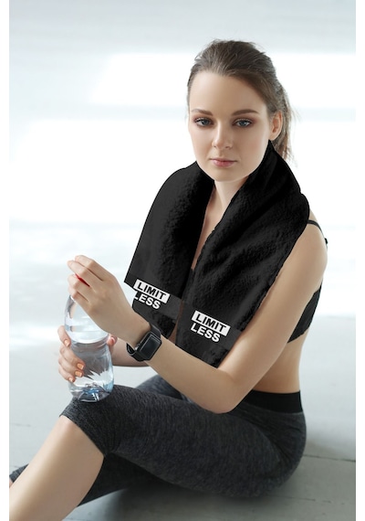 Spor Havlusu %100 Pamuklu 30x100cm Gym Fitness Havlusu Golf Boks Tenis Havlusu Siyah Beyaz