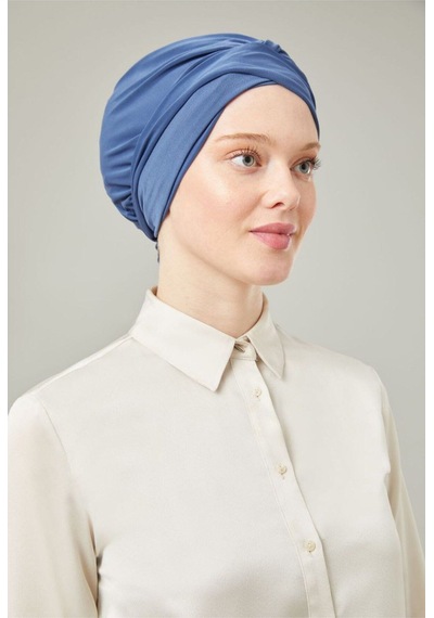 Melodi Scarf Kadın Tesettür Dolama Bone İndigo İndigo