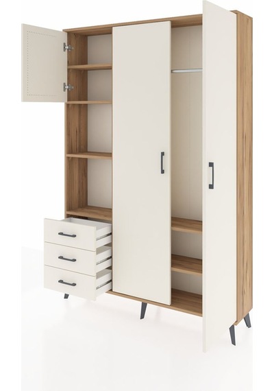 Arges Dolap 6 Raflı 3 Çekmeceli Tek Askılı 132x30x195 Çam-aytaşı/aytaşı Aytası/aytası Arges Dolap 6 Raflı 3 Çekmeceli Tek Askılı 132x30x195 Çam-aytaşı/aytaşı Aytası/aytası