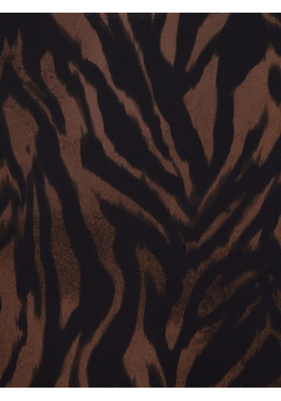 Lcw Studıo Siyah Leopar Desenli Büzgülü Tül Elbise
