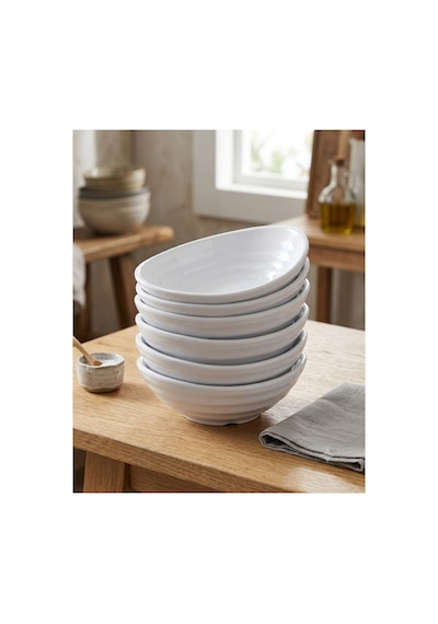 6 Adet Kırılmaz Melamin Oval Sosluk Ve Reçel Tabağı Minimalist 75 Ml - Beyaz Beyaz