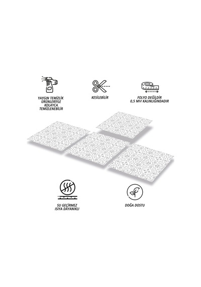 Tink KENDİNDEN YAPIŞKANLI GRİ MOTİFLİ DESENLİ PVC KARO 30X30 CM