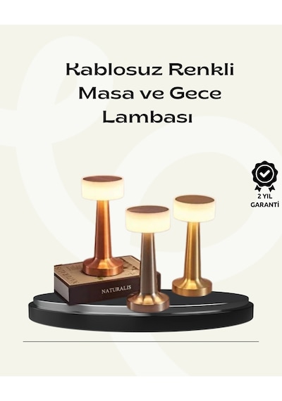 Modern Usb'li Kablosuz Masa Lambası Minimalist Tasarım, 3 Farklı Parlaklık Sarı