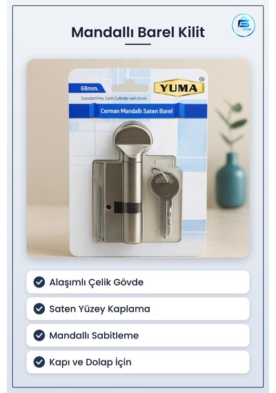 Mandallı Saten Barel Kilit Alaşımlı Çelik Kapı Dolap Bölme Güvenl