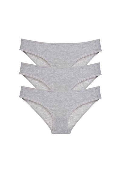 3 Adet Süper Eko Set Likralı Kadın Slip Külot Gri Beden: M Standart