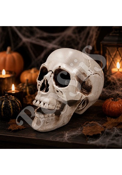 Halloween İskelet Kafa Beyaz Büyük 15 Cm Tüm Yaşlar
