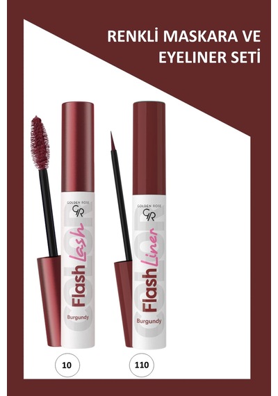 Flash Lash Bordo Maskara Ve Flash Liner Makyaj Seti