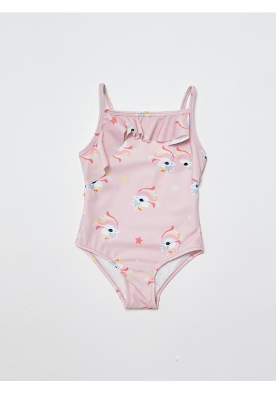 Deep Beach Unicorn Baskılı Fırfır Detaylı Kız Çocuk Mayo Db200721cm Sarı
